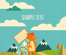 Cartoon clouds and animals background 13 vector