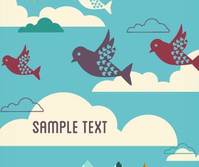 Birds cartoon background 2 vector design