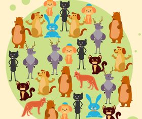 Small animals background 2 set vector