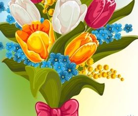 bunch flowers set vector