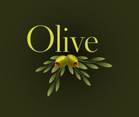 Hand painted olive set vector