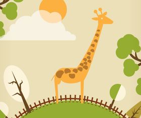 Giraffe cartoon background 3 design vector