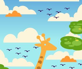 Giraffe cartoon background 4 design vector