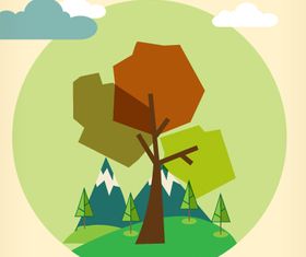 Cartoon tree background 1 vector