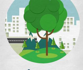 Cartoon tree background 2 vector