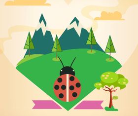 Cartoon nature background 4 vectors