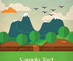 Cartoon nature background 5 vectors