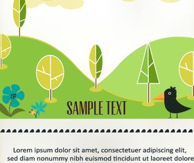 Cartoon nature background 7 vectors