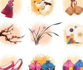 Color Eastern symbols creative vector