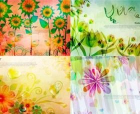 Hand drawn watercolor flower set vectors material