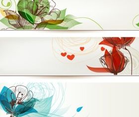 Hand drawn floral banner design vector