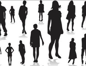 Silhouettes young people set vector