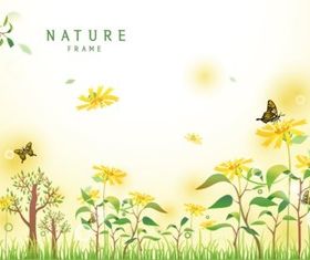 flowers and butterflies vectors material