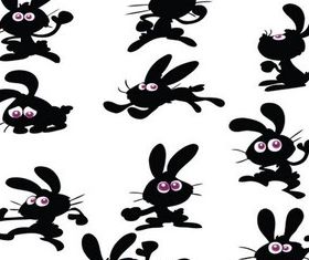 Cute Bunny Silhouettes art set vector