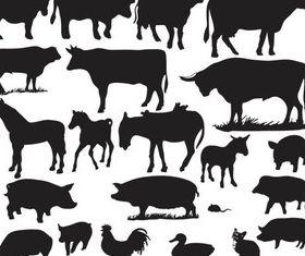 silhouettes animals vectors material