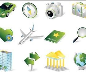 Travel Green Icons vector