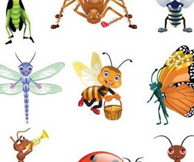 Different Funny Insects vector graphic