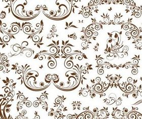 Floral Brown Elements vector design