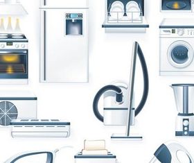Different Kitchen Appliances shiny vector