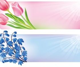 Spring flower border banners vector