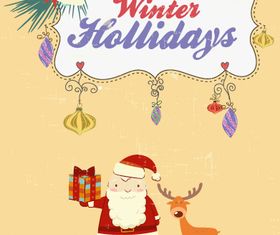 Santand deer holiday background 1 vector