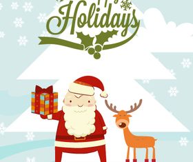 Santand deer holiday background 2 vector