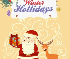 Santand deer holiday background 4 vector