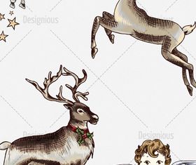 christmas reindeer and angel vector