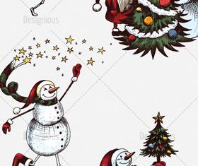Christmas snowman set vector