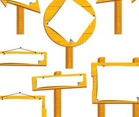 Wooden Information Boards vector set