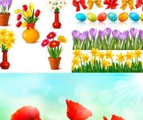 Easter egg flower set vector