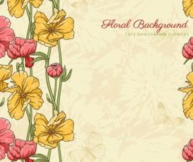 Retro flower set design vector