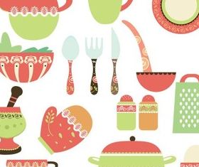 Stylish Kitchen Items Vector set