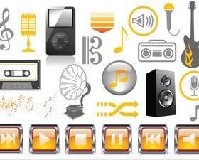 Music Vivid Icons set vector