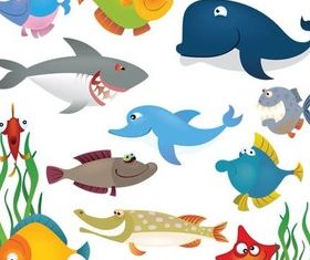 Funny Marine Inhabitants vector