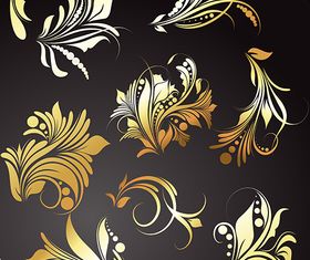 Golden Floral Elements vector