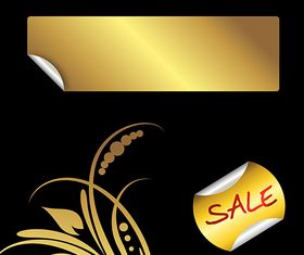 Golden Stickers and Floral Element vector