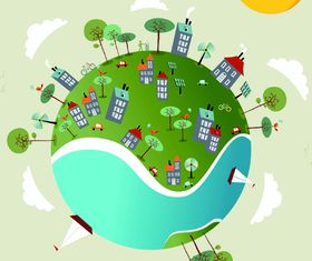 Cartoon green world 5 vector