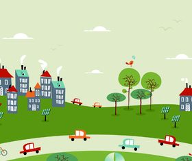 Cartoon green world 7 vector