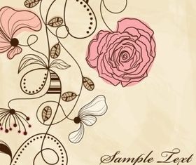 Retro flower card vector