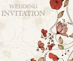 Flower wedding invitation card vectors