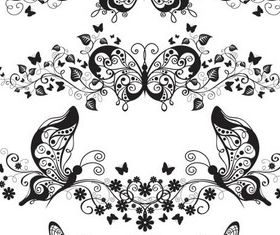 Stylish Butterflies Ornaments vectors graphics