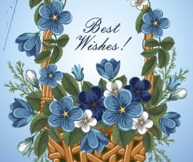 Blue flower greeting cards vector