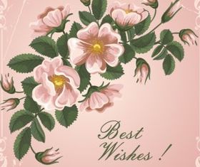 Pink flowers and cards vectors graphics