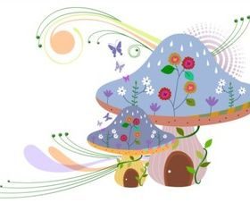 Bright cartoon mushrooms vector