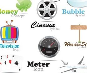 Various Stylish Icons vector set