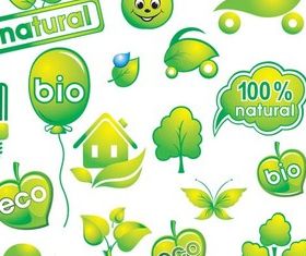 Green Vivid Eco Elements set vector