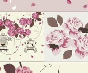 Bright rose decoration vector set