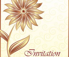 Golden flower invitation background vector