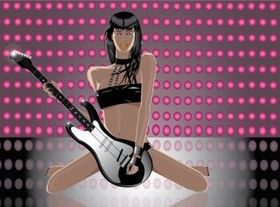 Guitar Player Girl vectors graphic